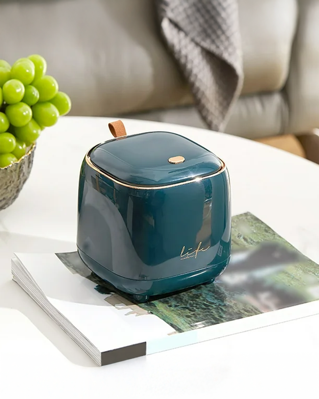 Main Dark Green Desk Trash Can