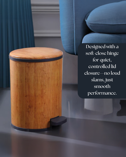 Easy Carry Dustbin Wooden Finish